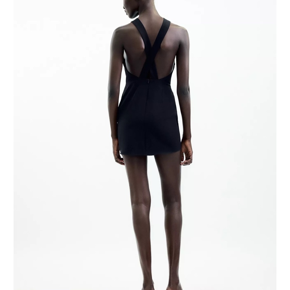 Zara Black Mini Dress with Cross-Back